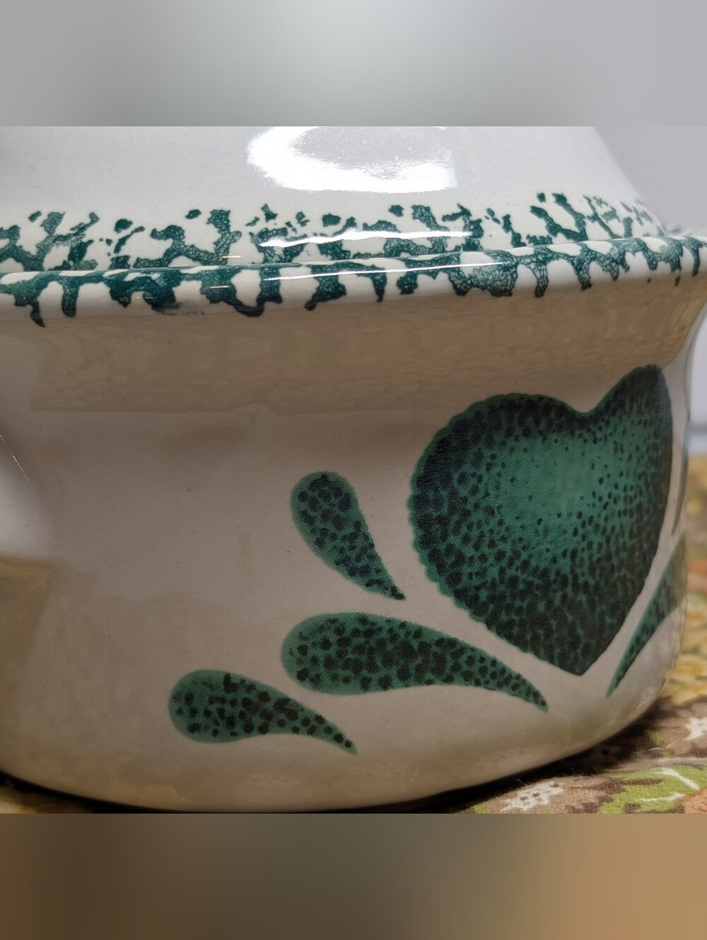 Country Green Heart Design Ceramic Individual Casserole Dish 5" Diameter - Picture 12 of 13
